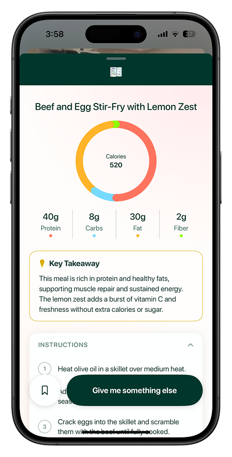 BadHealth fridge scan meal recommendation result